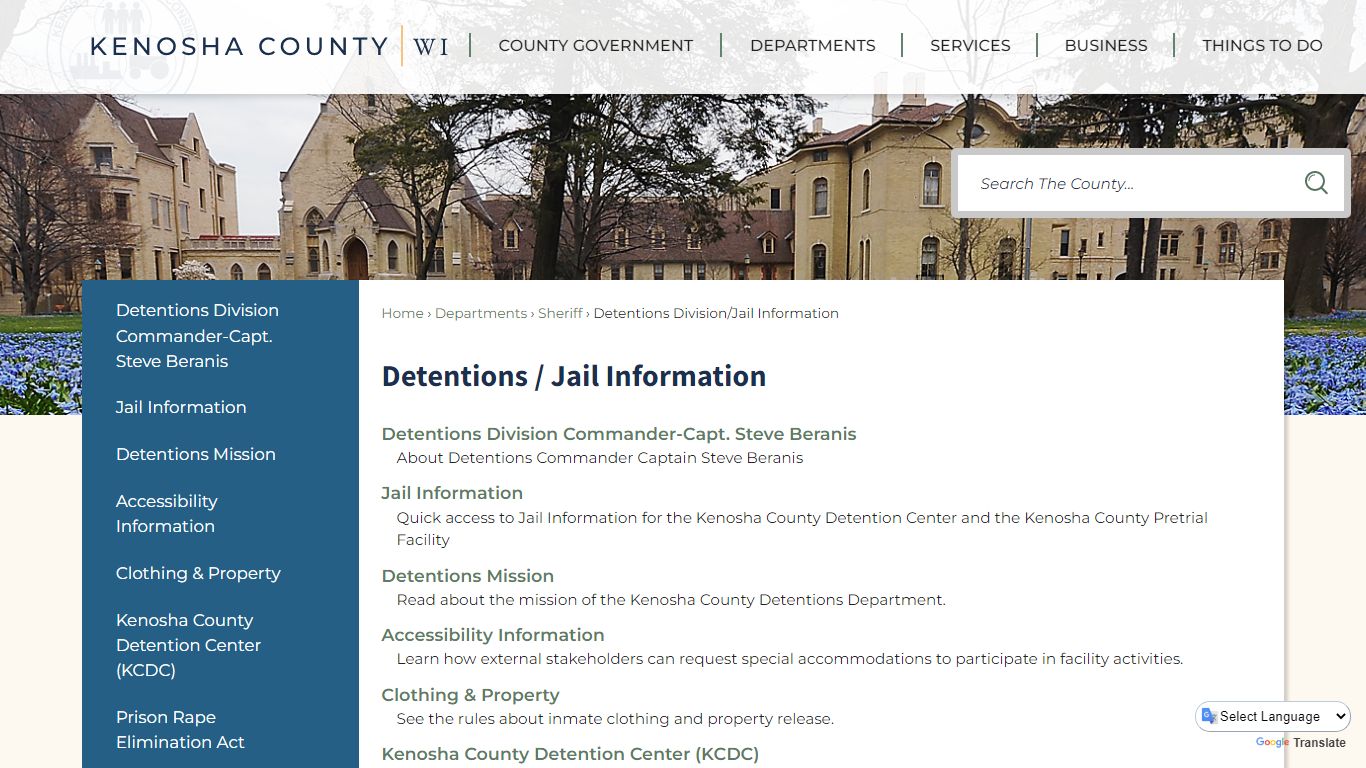 Detentions / Jail Information - Kenosha County, WI - Official Website